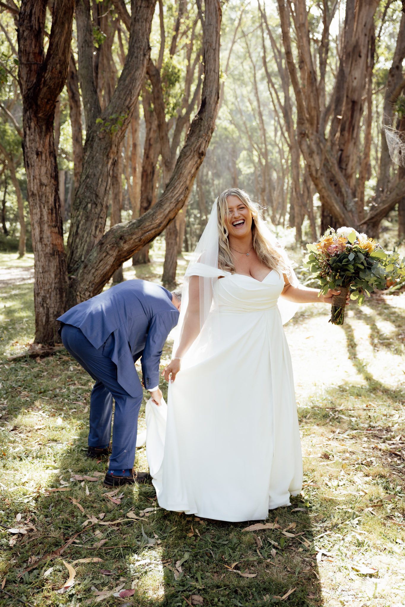 Micro wedding ceremony at Stony Creek waterfall, Lorne