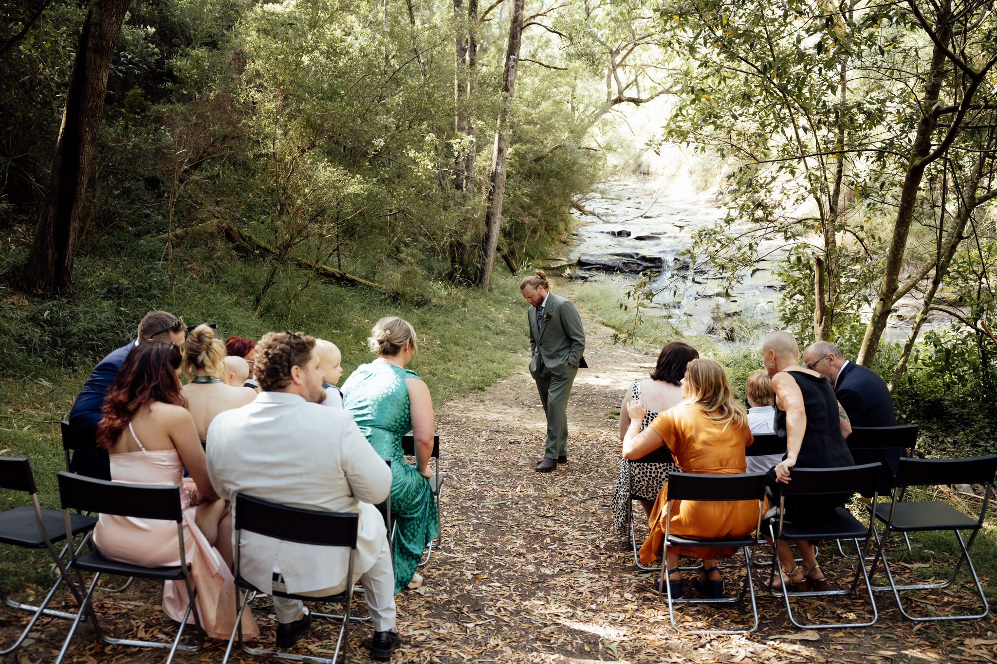Micro wedding ceremony at Stony Creek waterfall, Lorne