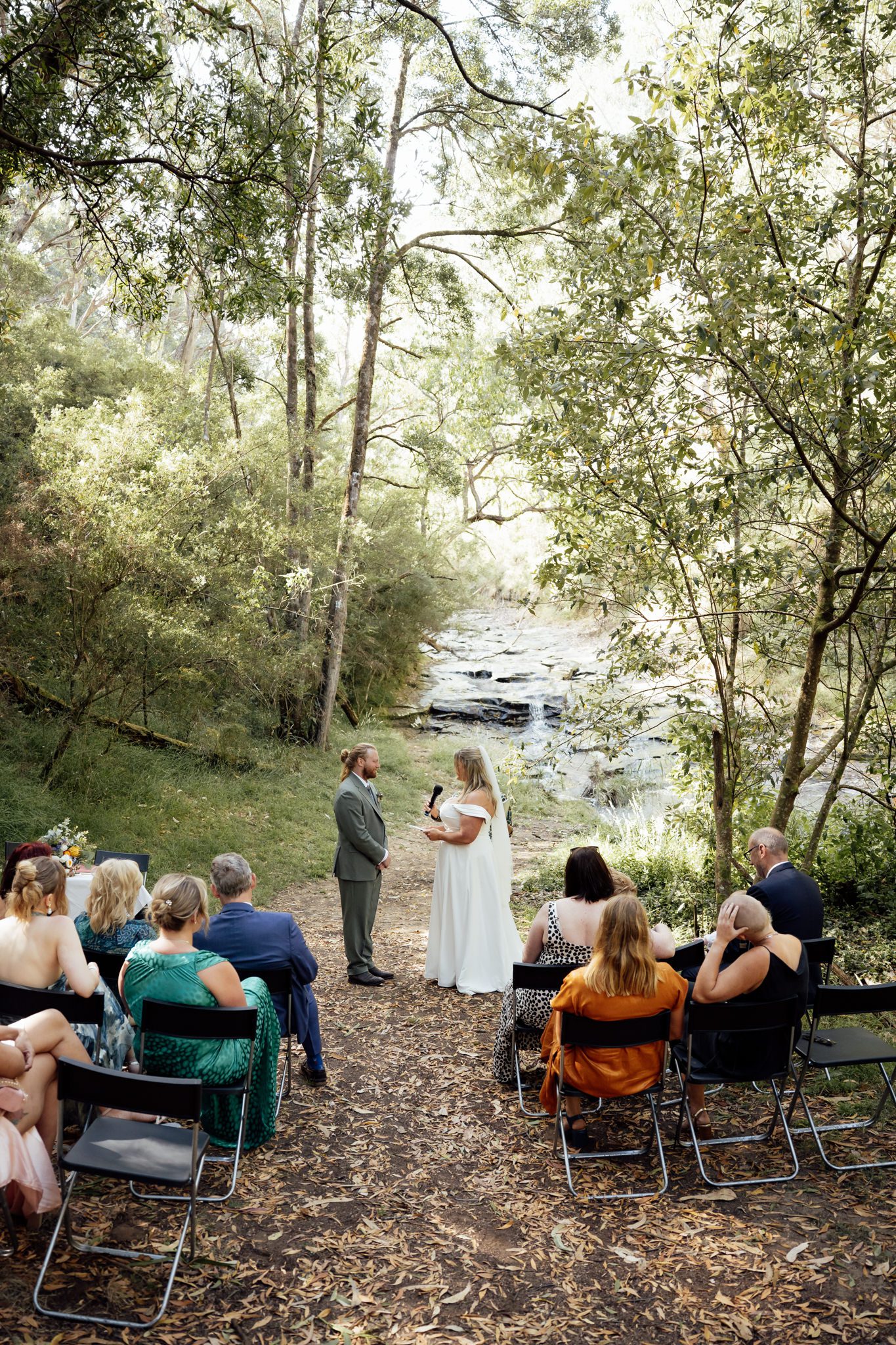 Micro wedding ceremony at Stony Creek waterfall, Lorne