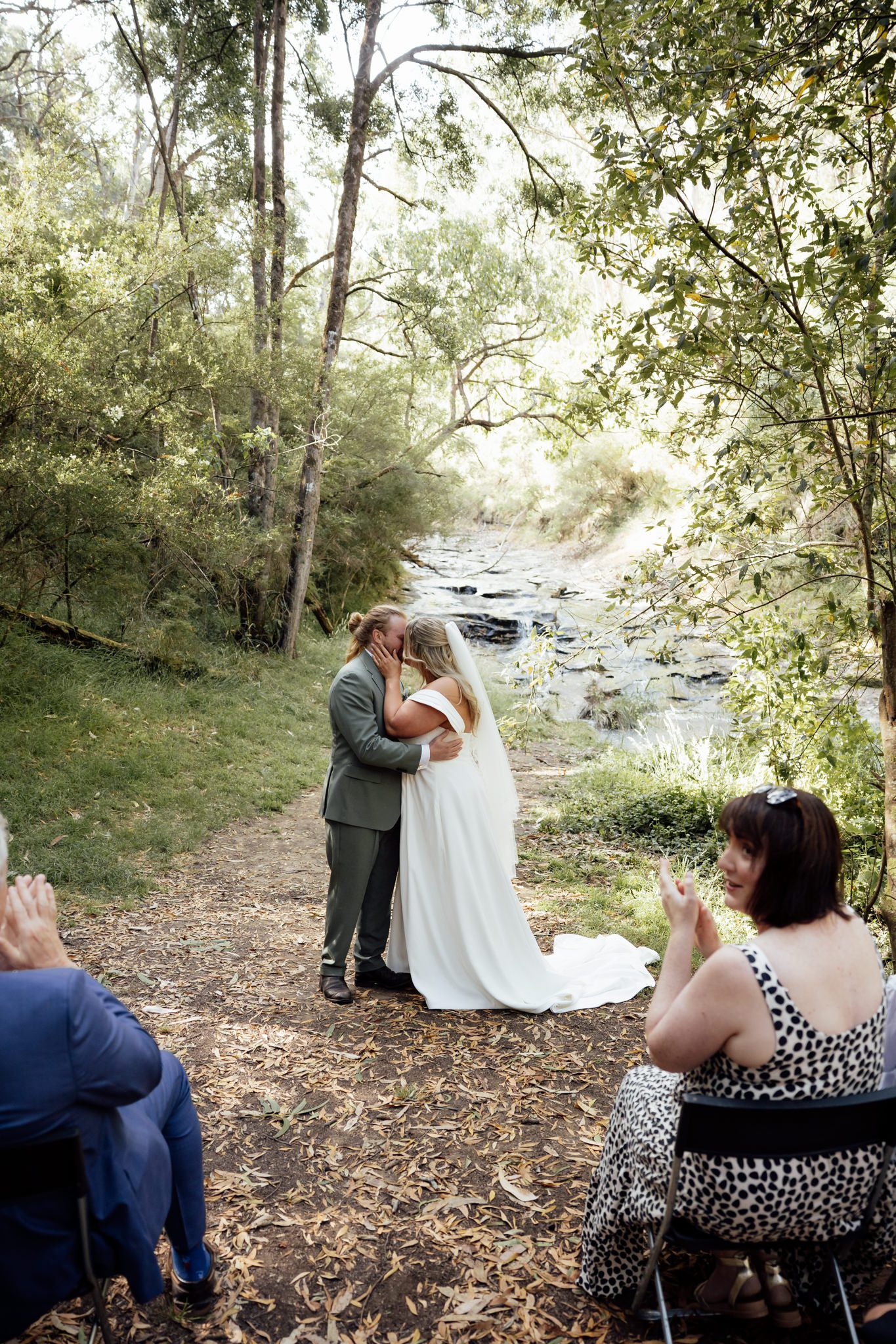 Micro wedding ceremony at Stony Creek waterfall, Lorne
