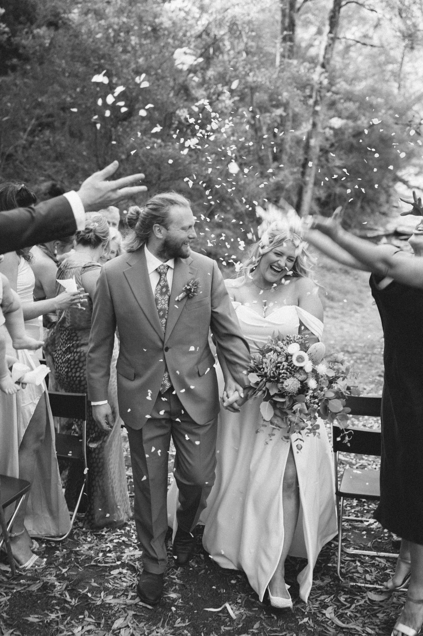 Micro wedding ceremony at Stony Creek waterfall, Lorne