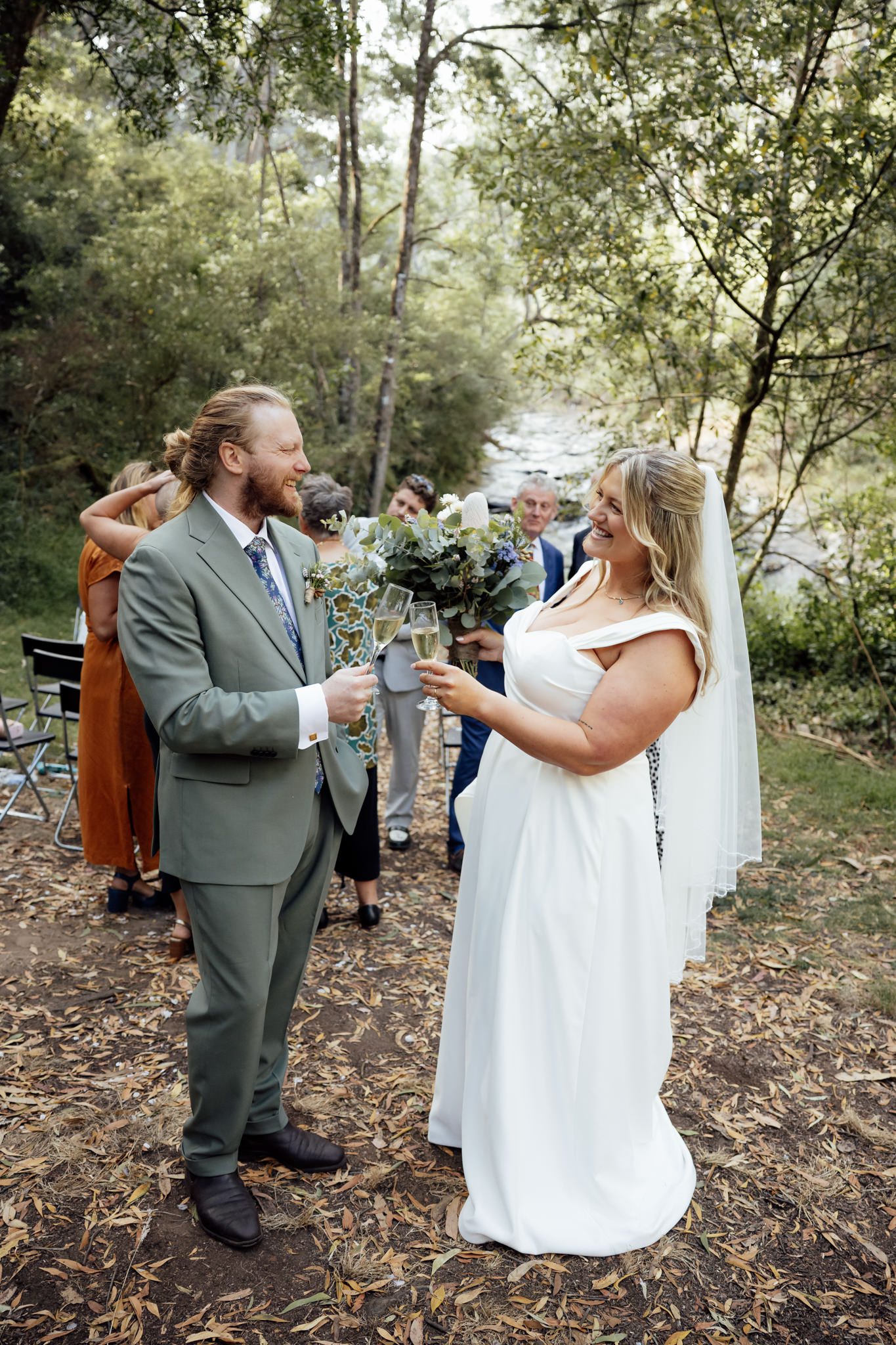 Micro wedding ceremony at Stony Creek waterfall, Lorne