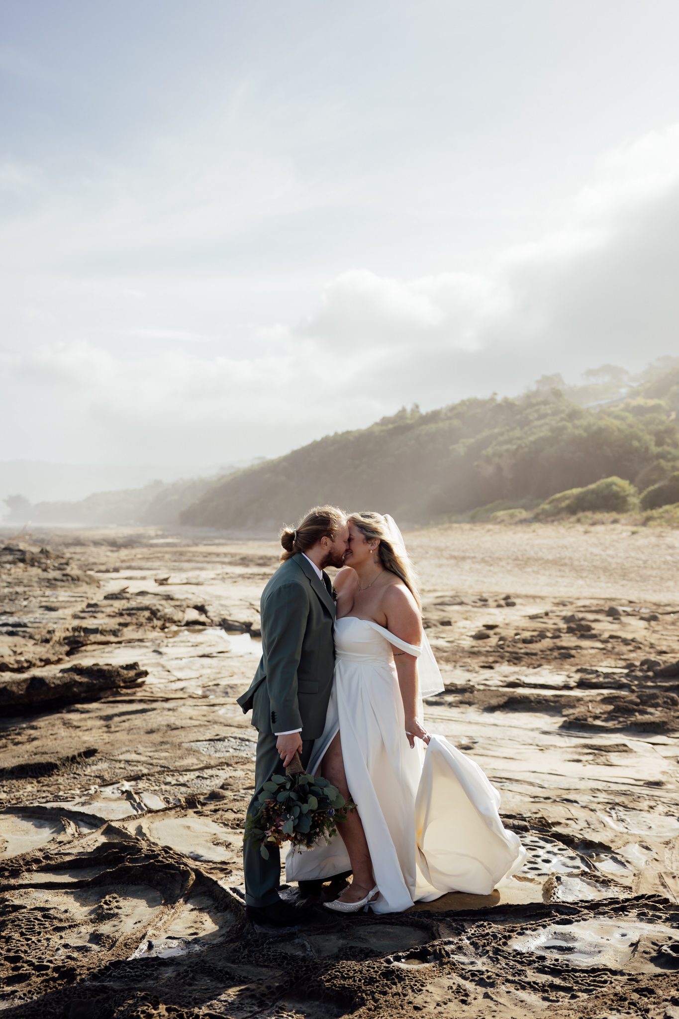 Micro wedding ceremony at Stony Creek waterfall, Lorne