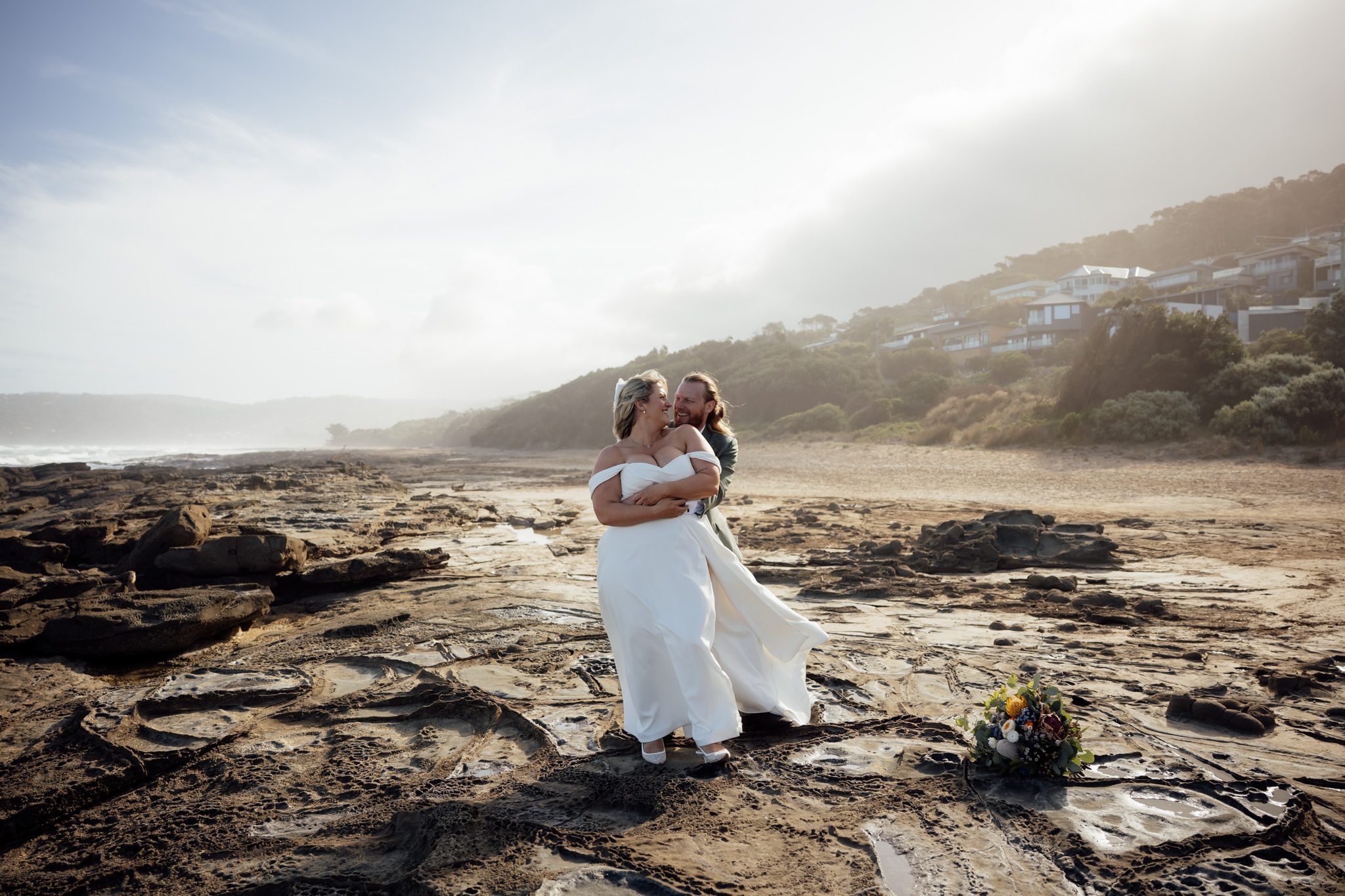 Micro wedding ceremony at Stony Creek waterfall, Lorne