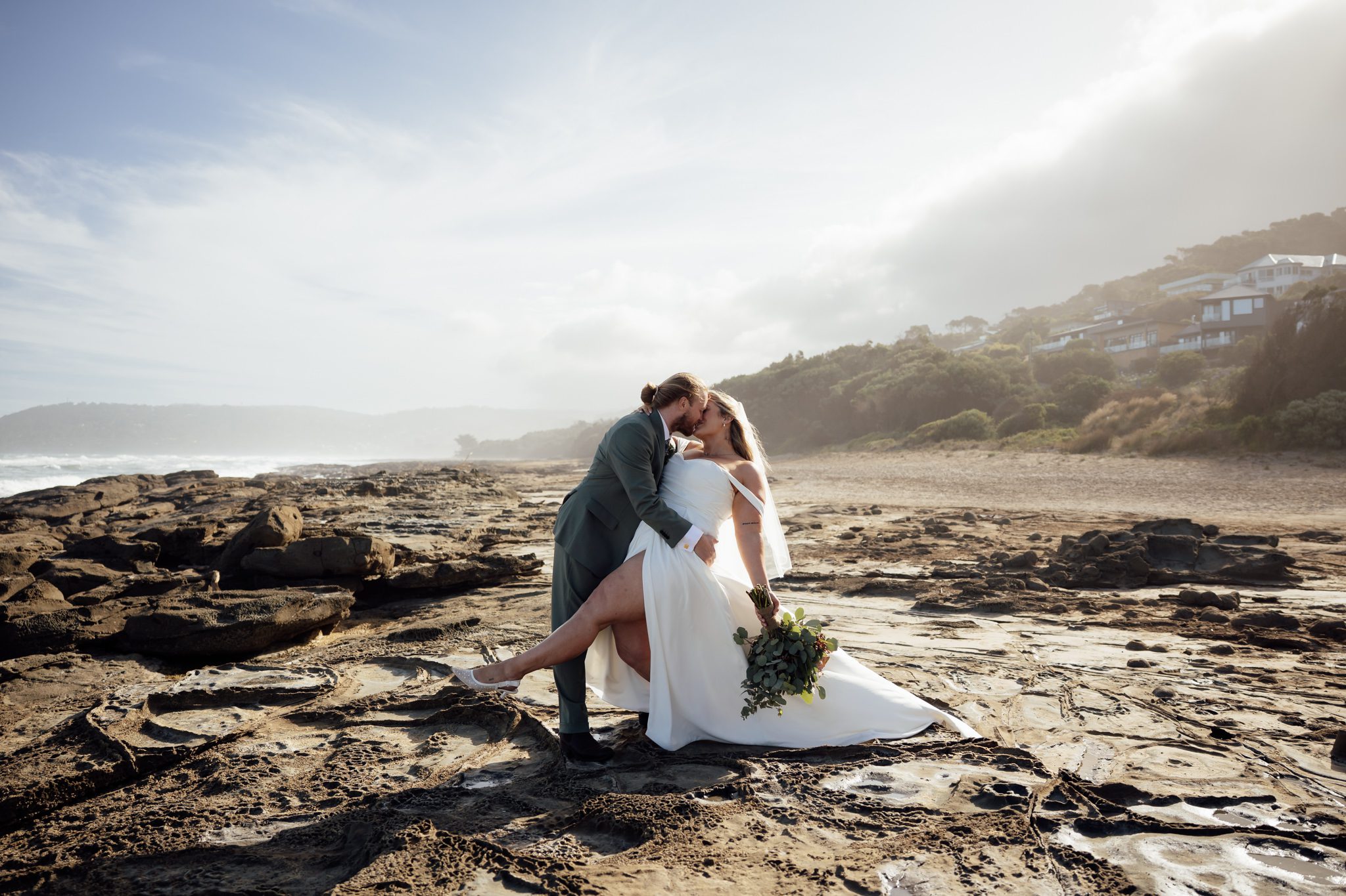 Micro wedding ceremony at Stony Creek waterfall, Lorne