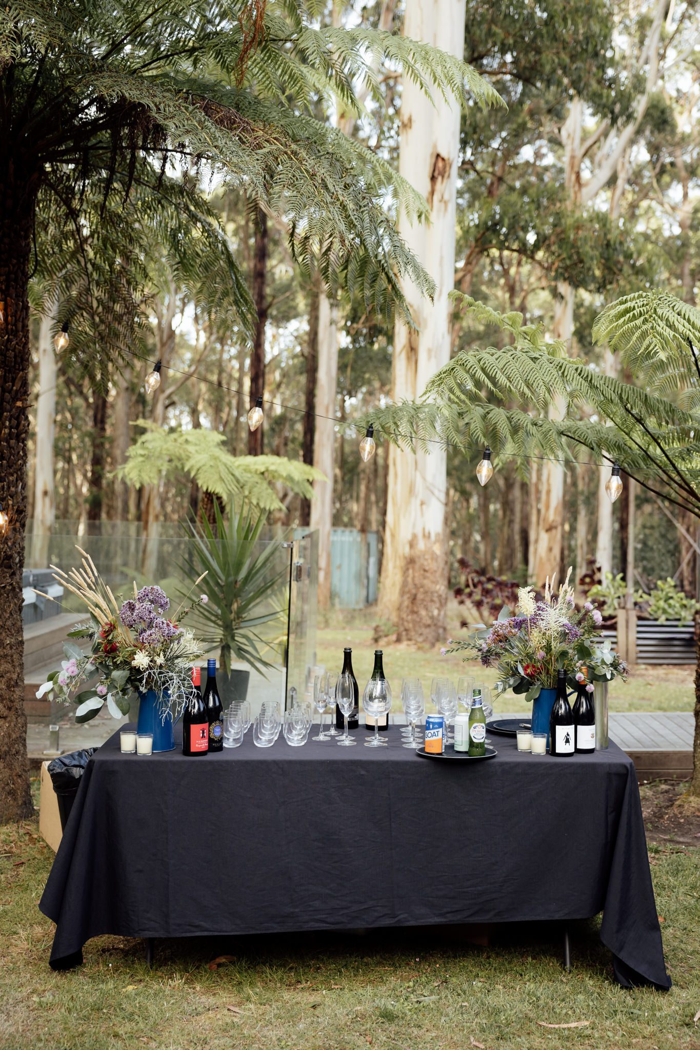 Outdoor micro wedding reception at Hilltop Hideaway Villas, Lorne
